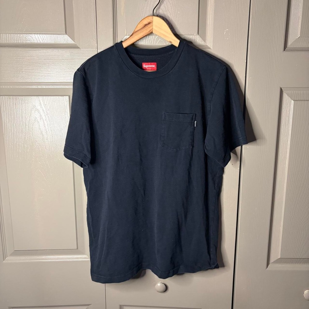 Supreme Pocket Tee Black Mens Size Medium Short Sleeve Cotton T-Shirt